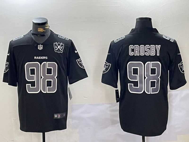 Men%27s Las Vegas Raiders #98 Maxx Crosby Black 65TH Patch Limited Fashion Vapor Jersey Dzhi->las vegas raiders->NFL Jersey